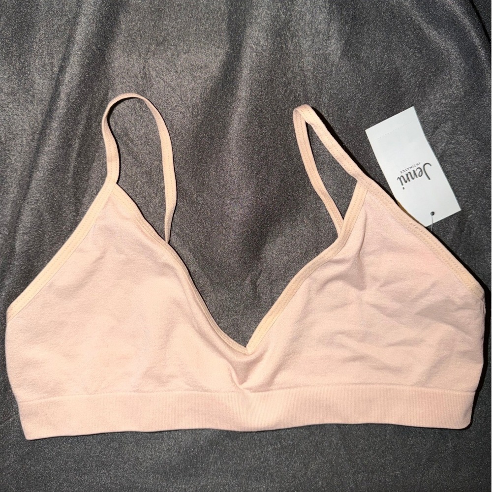 Jenni Intimates Womens Large Chai Pink Seamless V-Neck Bralette 100158355 NEW